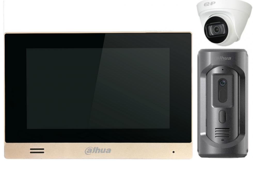 Комплект IP видеодомофон Dahua DH-VTH1550CHM + 2 МП камера